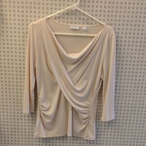 New York & Company Cream Drape Blouse